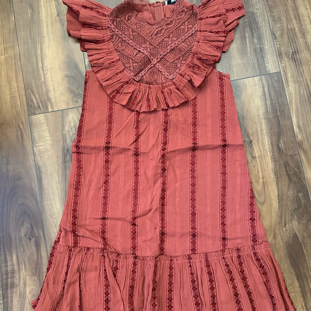 Anthropologie Othilia Rust Ruffled Dress